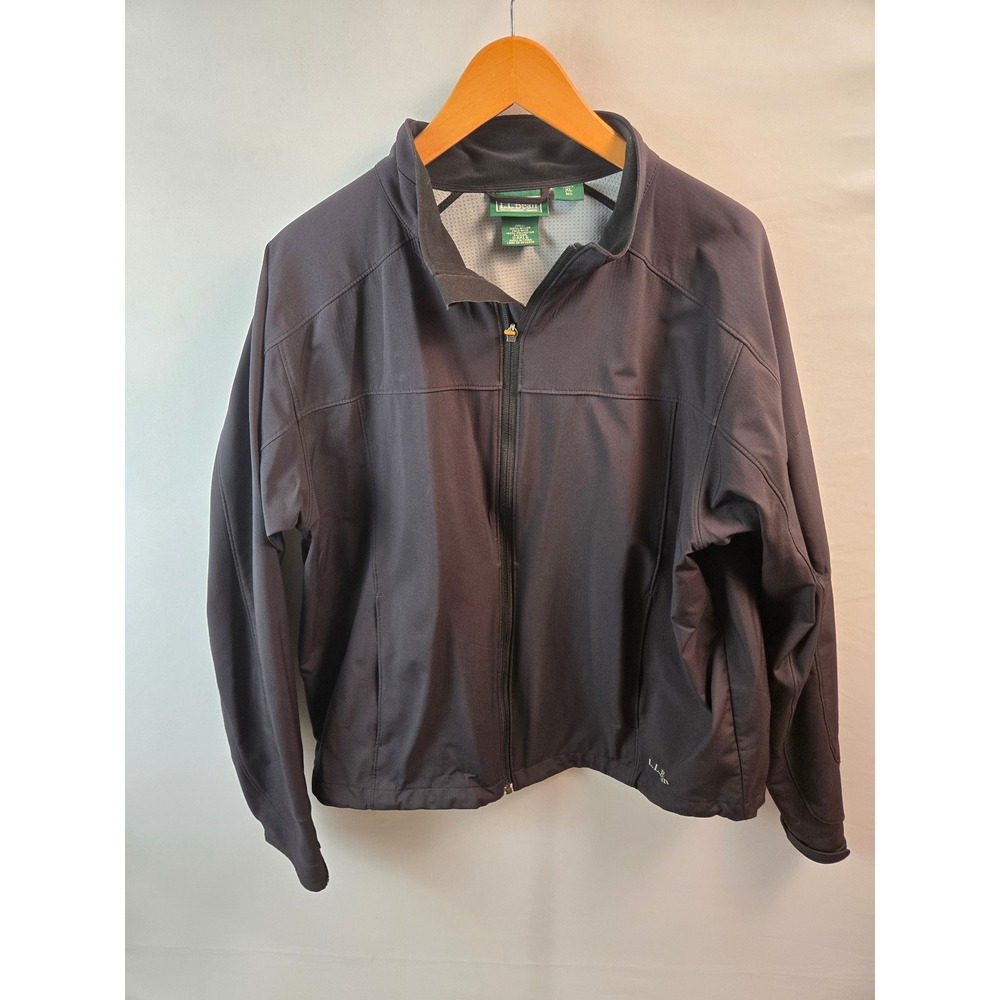 LL Bean Mens Softshell Jacket Black Full Zip Mock Neck XL Regular OAKL6